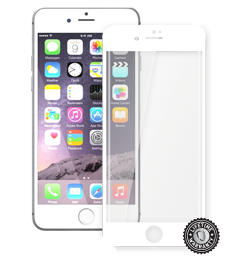 iPhone 7 Plus Tempered Glass protection (full COVER WHITE metalic frame) display